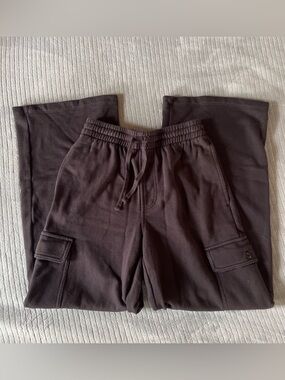 Vans Black Cargo Sweatpants with Drawstring Waist and Button Pockets